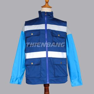 ao gile phan quang xanh tim than