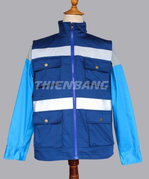 ao gile phan quang xanh tim than