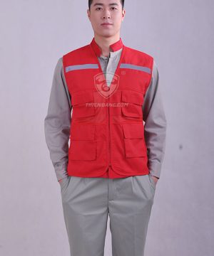 Áo ghi lê phản quang đỏ