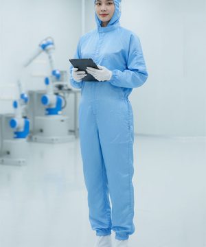 Quần áo phòng sạch liền thân xanh dương